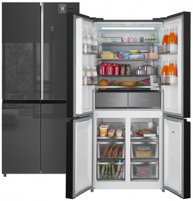 Трехкамерный холодильник Weissgauff WCD 590 NoFrost Inverter Premium Ecofresh Inox Glass