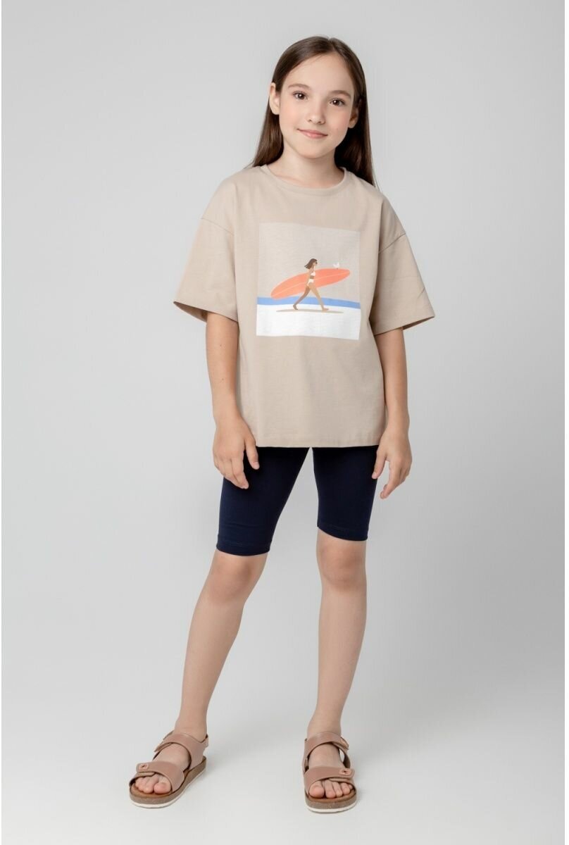 Велосипедки из хлопка для девочки Crockid, темно-синий