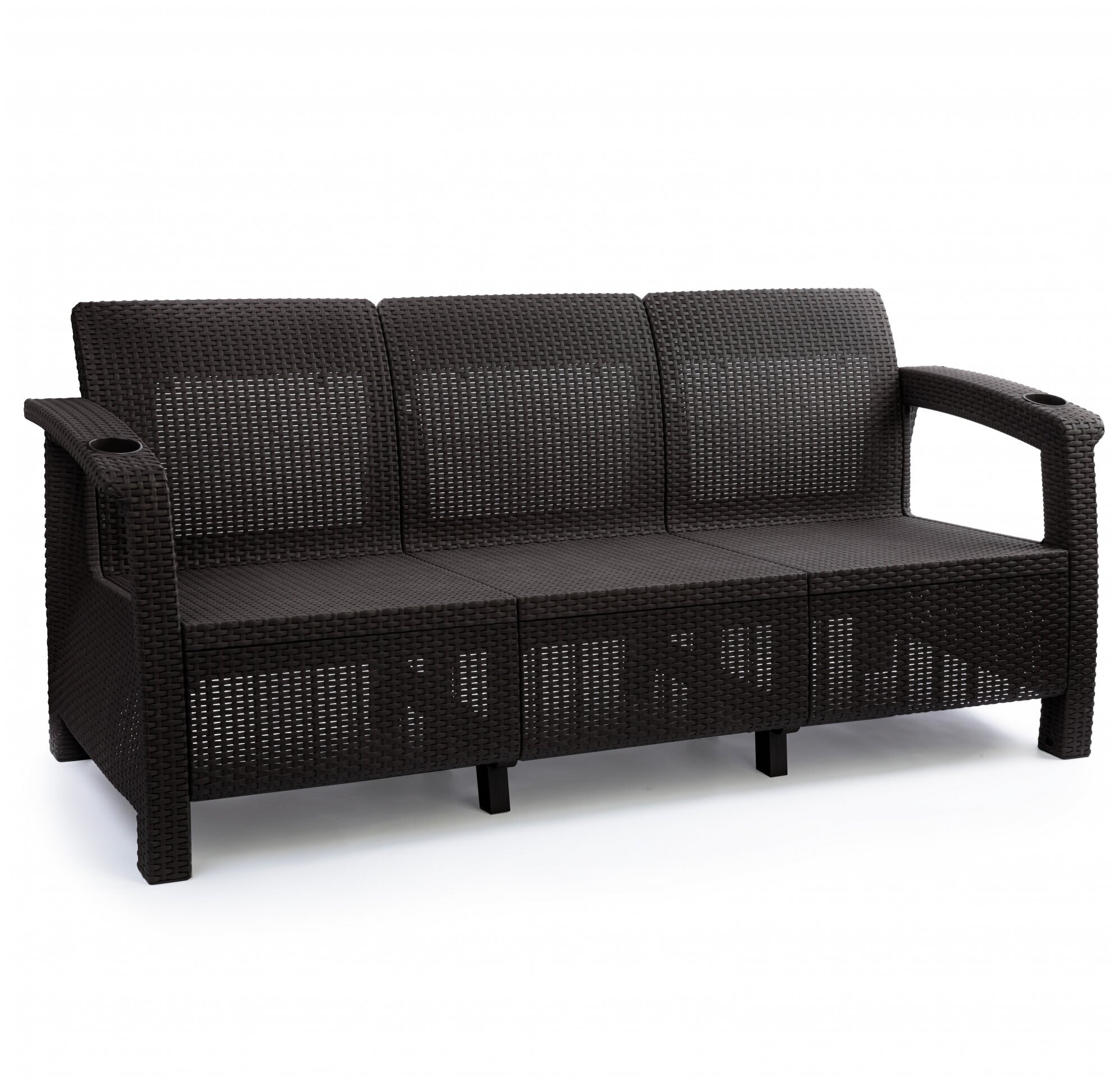 Диван Альтернатива Ротанг плюс, 188 x 70 x 79 см, мокко