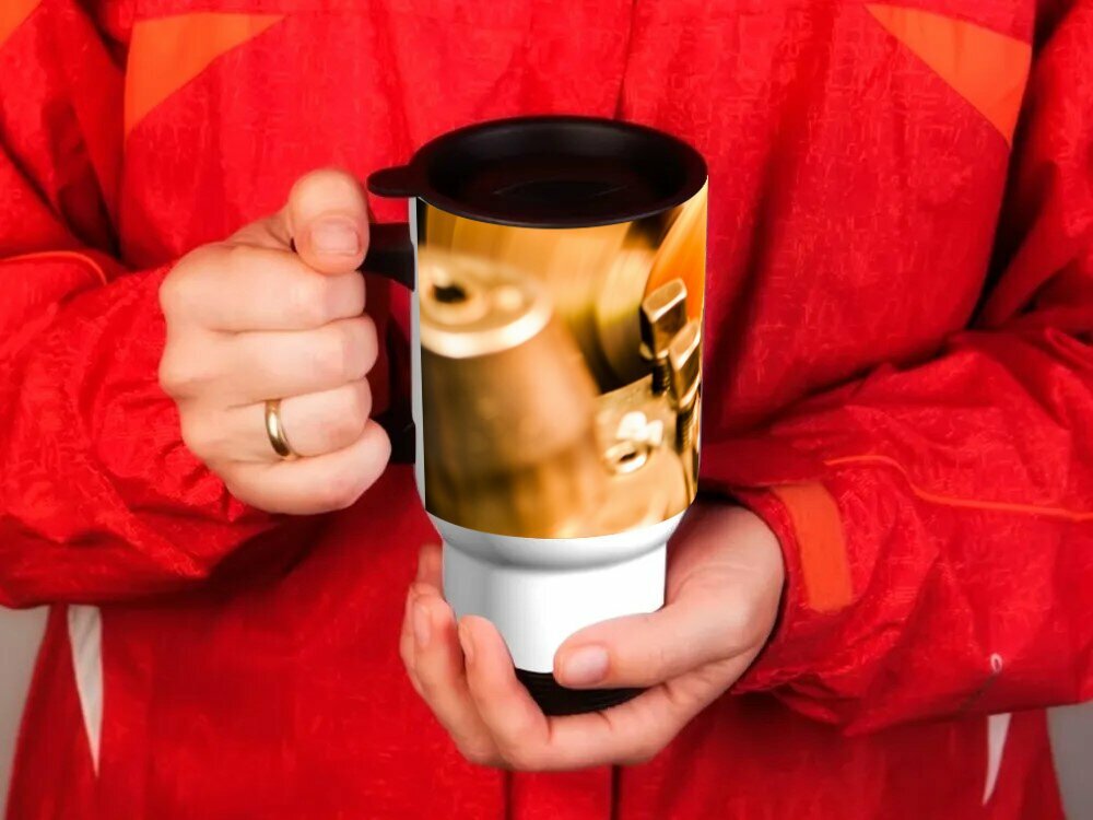 LotsPrints Тремокружка для авто с принтом "Токарный станок, токарь, мастерская" 0.5 л.