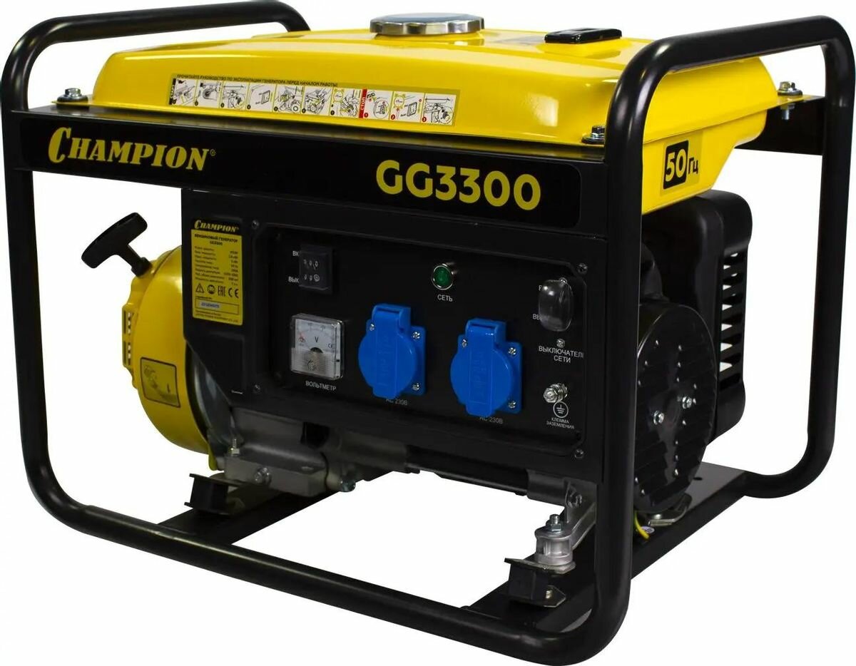 Генератор CHAMPION GG3300 (2,6/3кВт 7лс 15л 41,5кг) CHAMPION