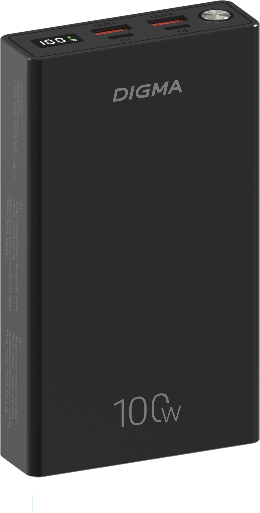 Мобильный аккумулятор Digma DGPD100WA