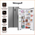 Трехкамерный холодильник Weissgauff WCD 590 NoFrost Inverter Premium Ecofresh Inox Glass - Изображение 1
