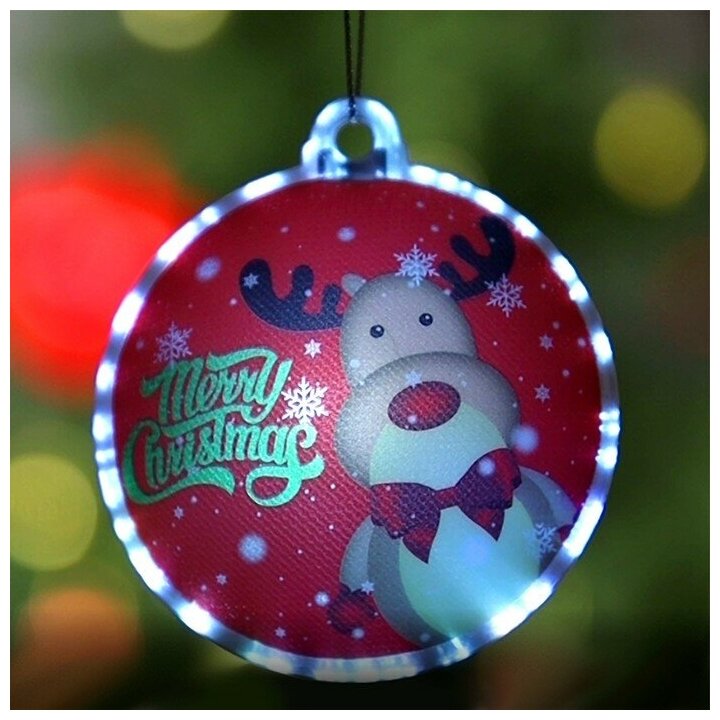 Luazon Lighting Световая подвеска «Олень» 8 см, батарейки LR44х3, свечение мульти