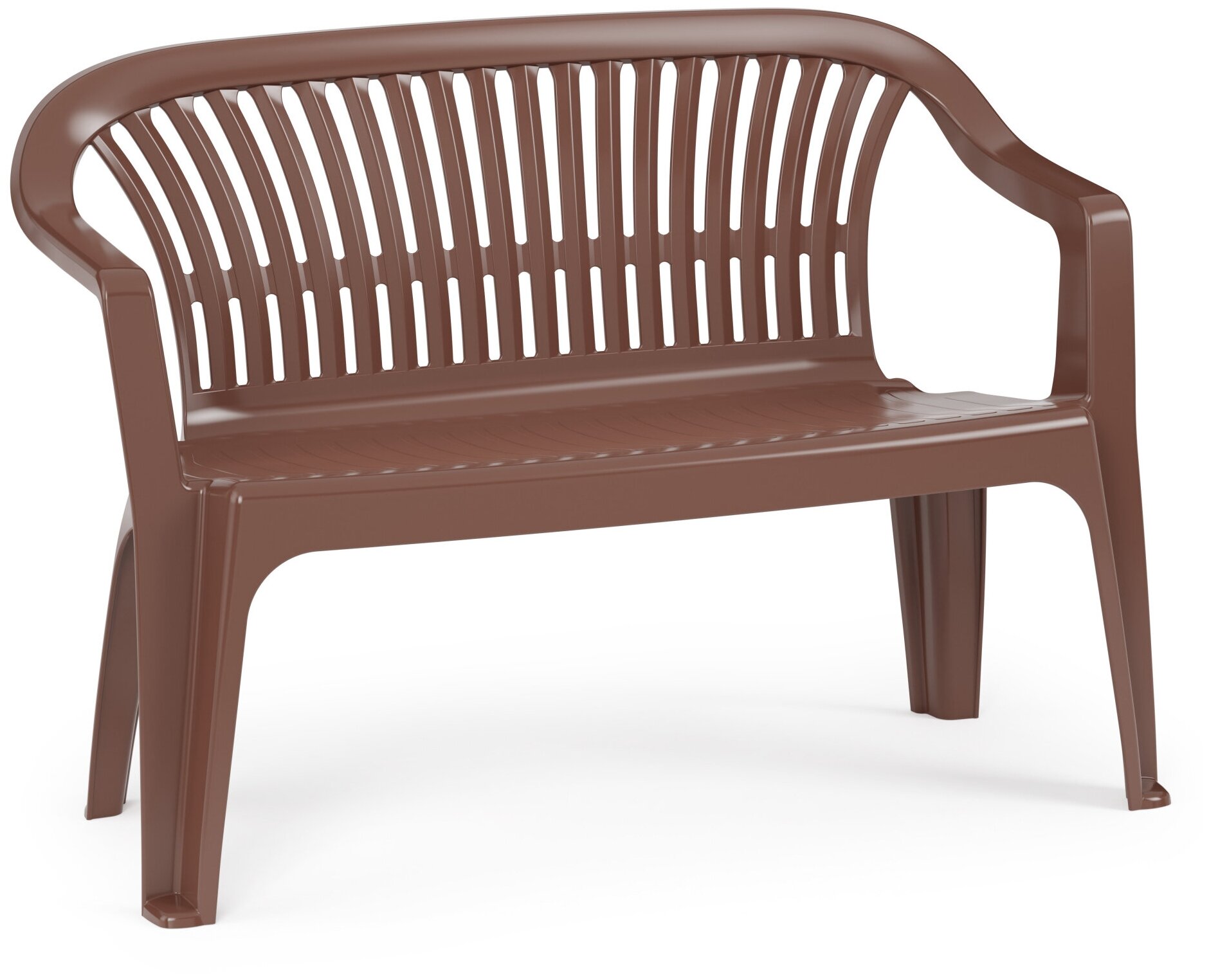 Скамейка со спинкой пласт. "Престиж" 115*60*81 СМ (темн. Коричневая) (2) "альтернатива" М5932